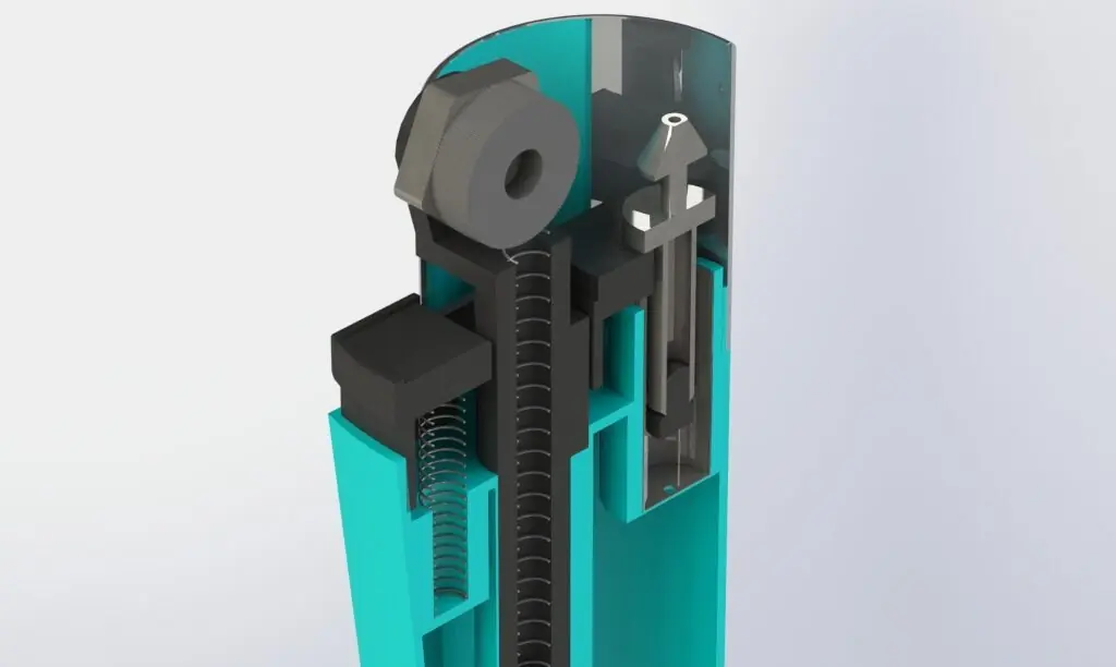 Section View Rendering of Lighter Modeling: A detailed representation illustrating a cutaway view to reveal internal components and assembly details.